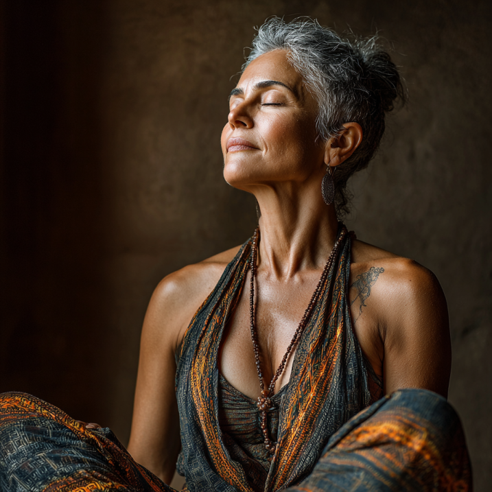 Adultos mayores practicando yoga