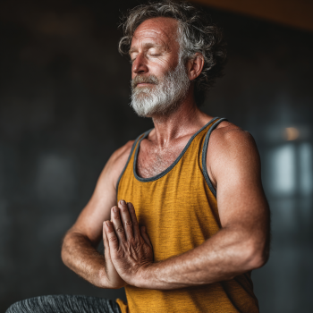 Adultos mayores en clase de yoga